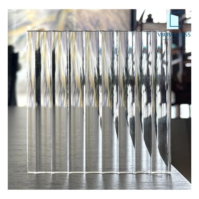 Decorative transparent tempered ribbed reeded moru wave fluted glass/art figured textured sheet glass/pattern glass panel