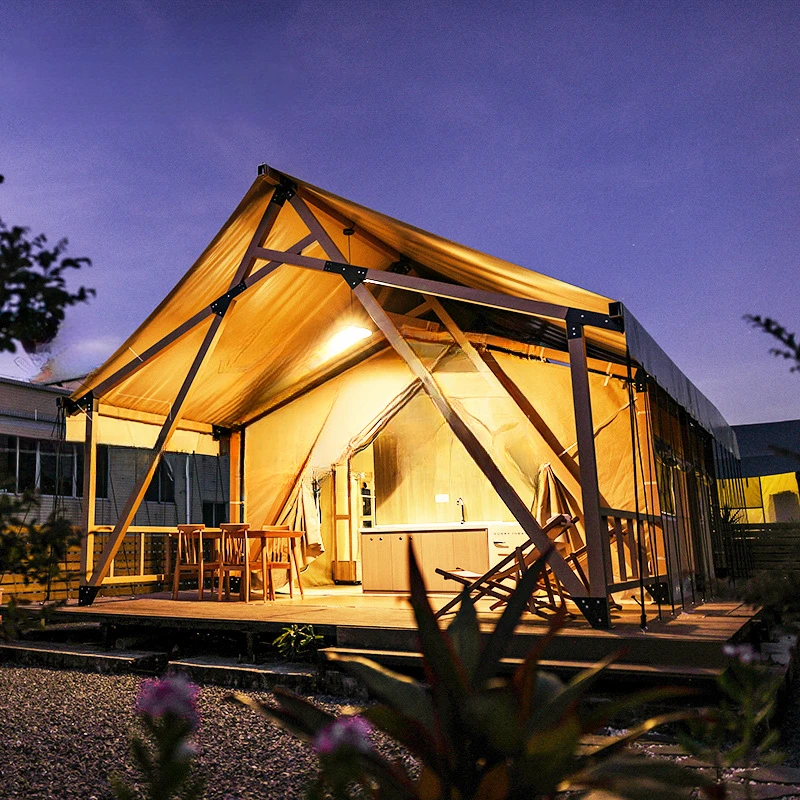 Outdoor Hotel Tent Canvas Camping Luxury Tents Hotel Resort Safari Tent With Bathroom Cabin