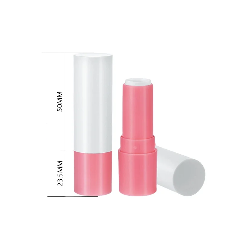 eco friendly private label clear cosmetic cute fat empty plastic round white lid rose gold lip balm twist container tube