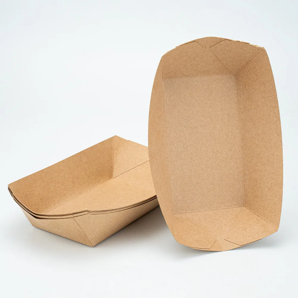 Индивидуальные биоразлагаемые бамбуковые 32 унции крафт-бумажные лодки одноразовые закуски миски для еды на вынос