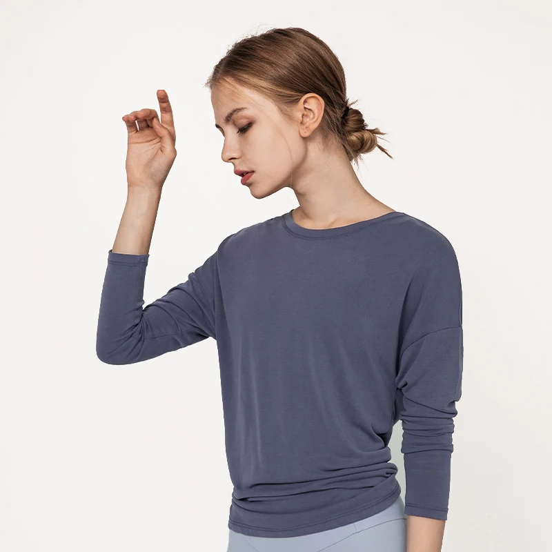 Private Label Long Sleeve Athletic Wear Fitness Loose Recycled Organic Yoga Clothing for Women