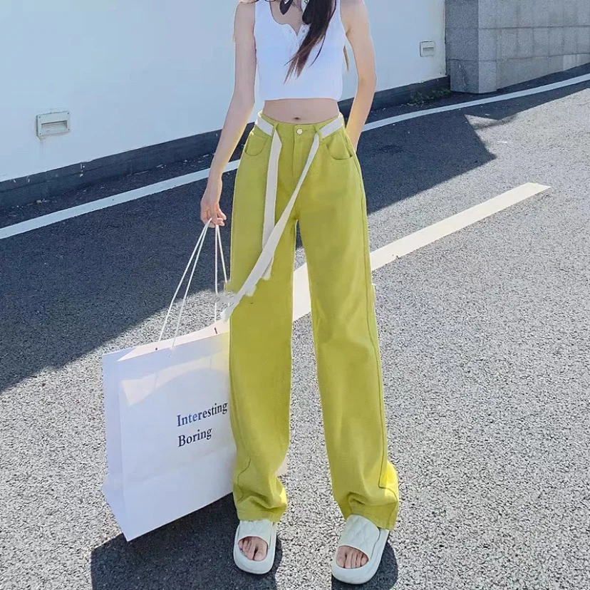 2023 new printed European and American girls red elastic jeans trousers manufacturers wholesale