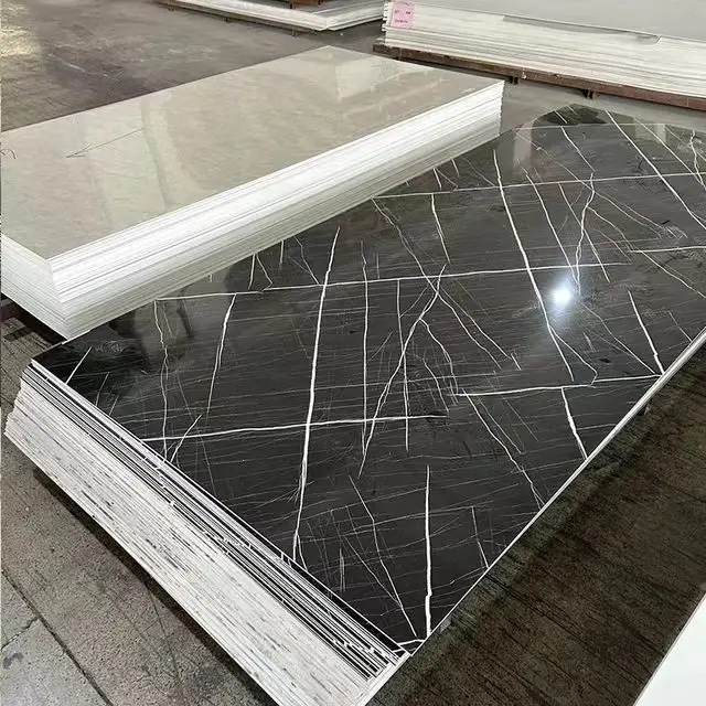 3D marble high gloss decorative wall UV sheet piling pvc