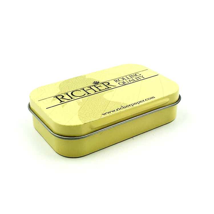 Promotional Rectangular Food Packaging Toy Packing Mint Tin Box Small Mini Hinged Lid Tins
