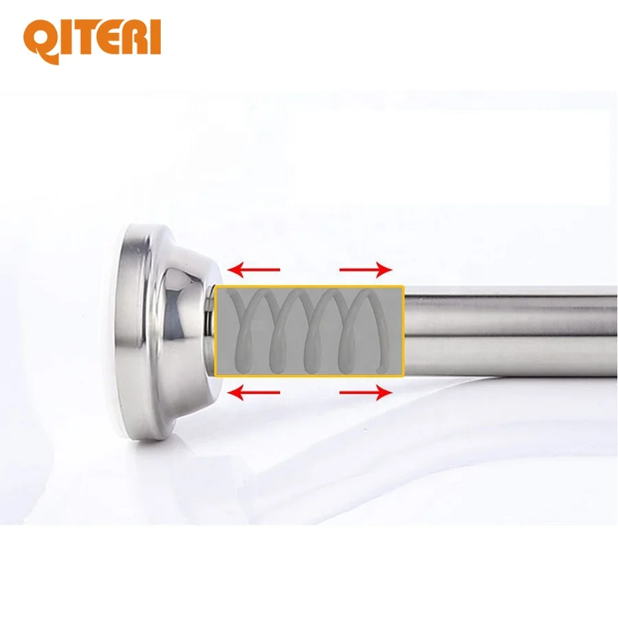 
QITERI-Ajustable extention shower curtain rod hot sales in Amazon 43'-72' stainless steel 1 shaped 