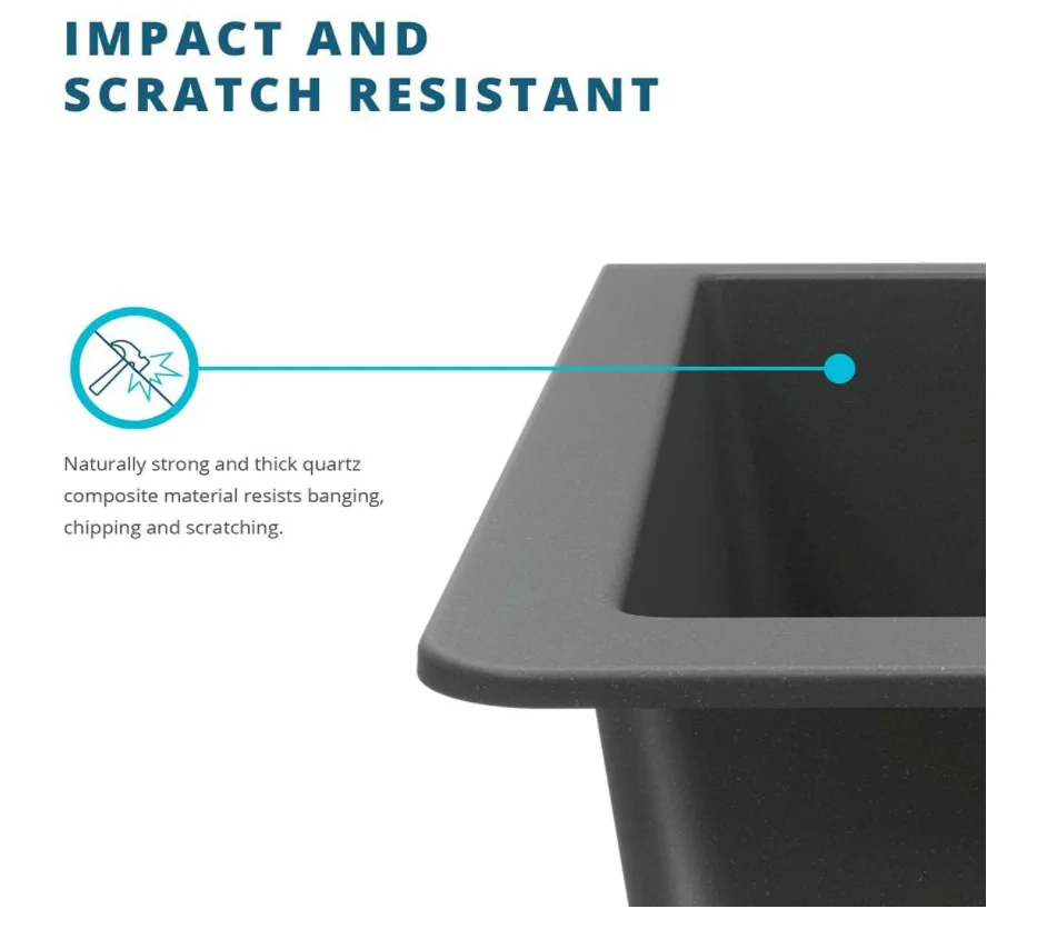 Modern Design Composite Granite Sink Single Bowl Quartz Square Counter Basin Wash Sink Quartz Kitchen Sink