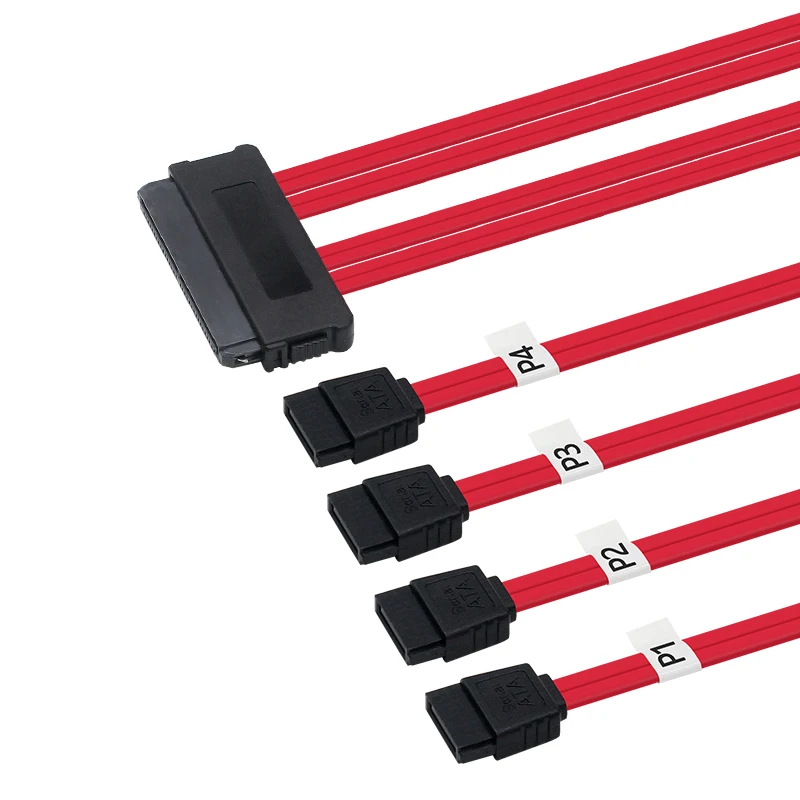 OIKWAN SAS 29Pin SFF-8482 Male to 4* 7Pin SATA Male Hard Disk Drive Raid Cable Adapter