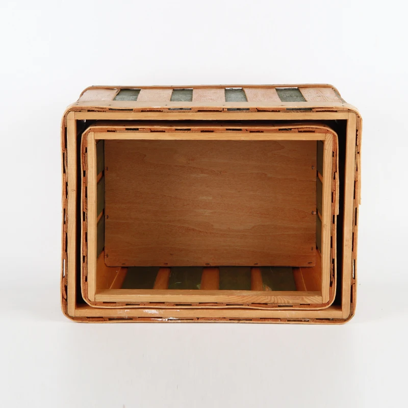 Decorative Woven rect. woodchip Desk storage basket box for books toy clothes storage