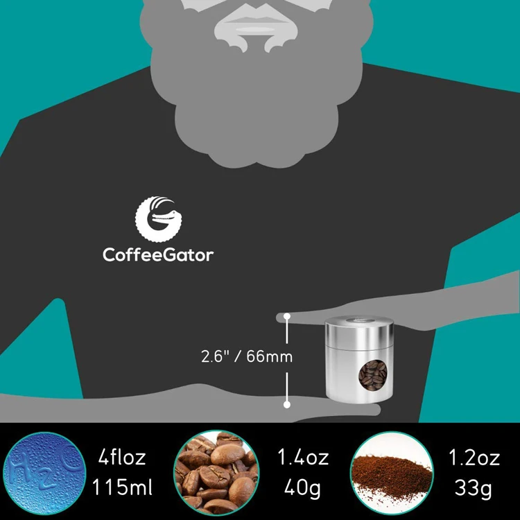 Small size 100 ml stainless steel glass mini coffee bean food container coffee bean container