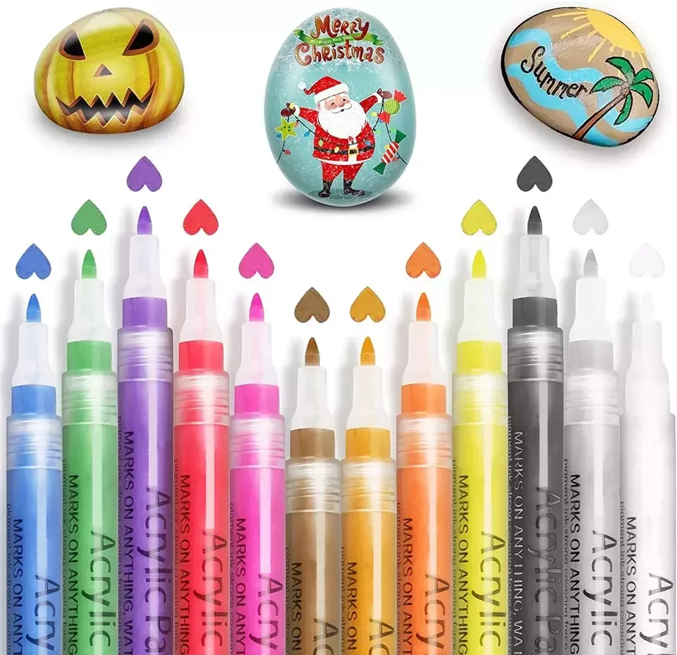 LOW MOQ 48 Colors Acrylic Paint Pen Set for Rock Painting Stone Ceramic Glass Wood