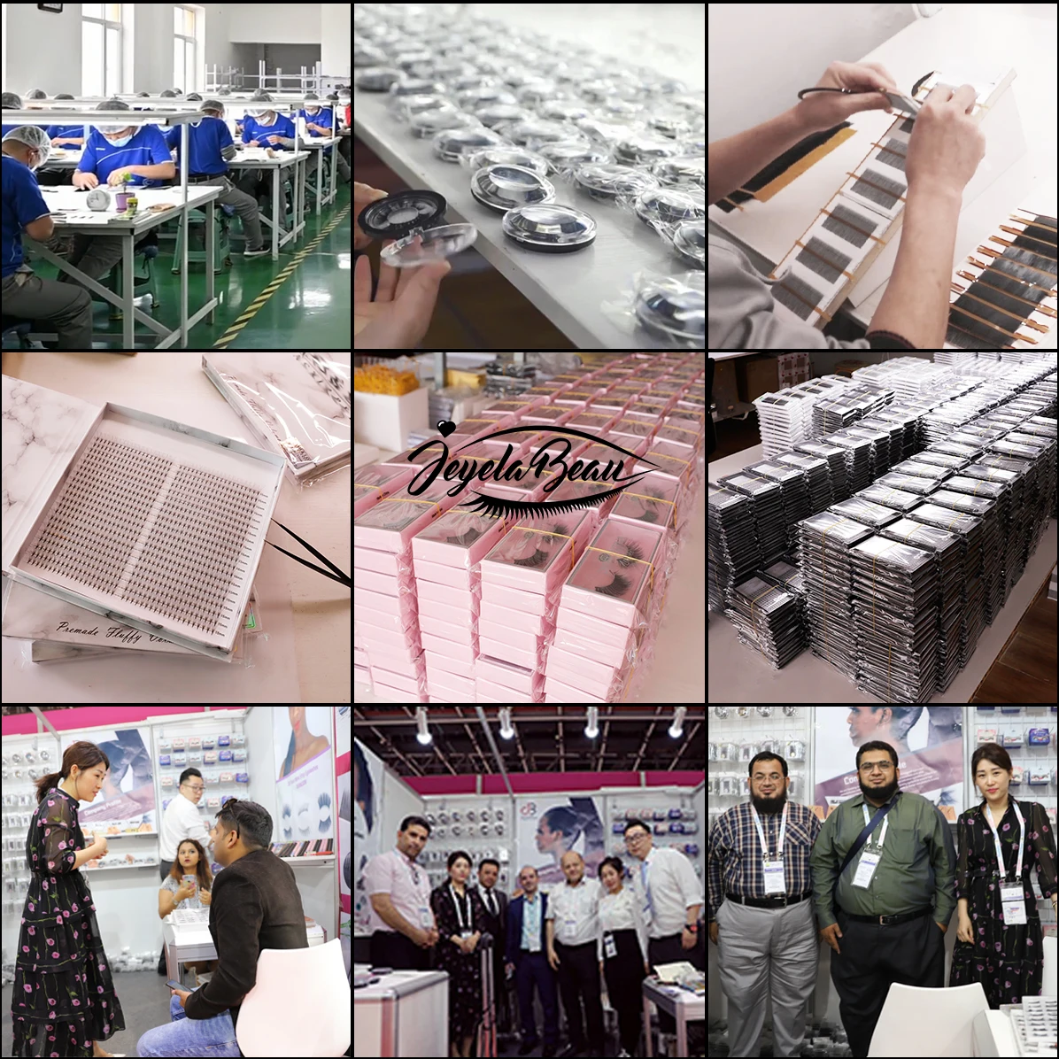Private label las extension supplies easy fan soft pbt lashes mink easy fan eyelash extensions mixed trays