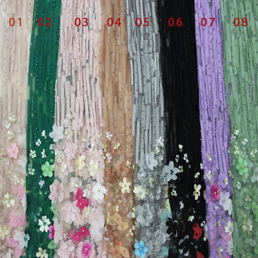 Newest wholesale European custom tulle embroidery 3D lace fabric for Evening dresses & Clothes