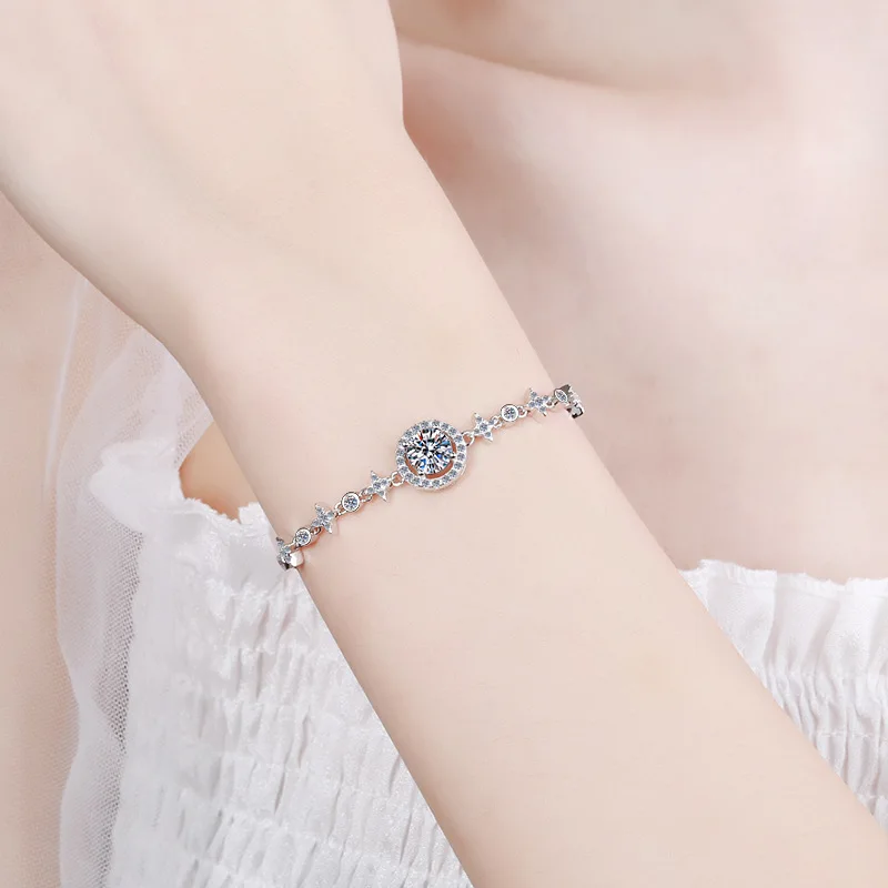 PUSHI Hot Sale 925 Sterling Silver Diamond Tester Vvs Moissanite Bracelet women