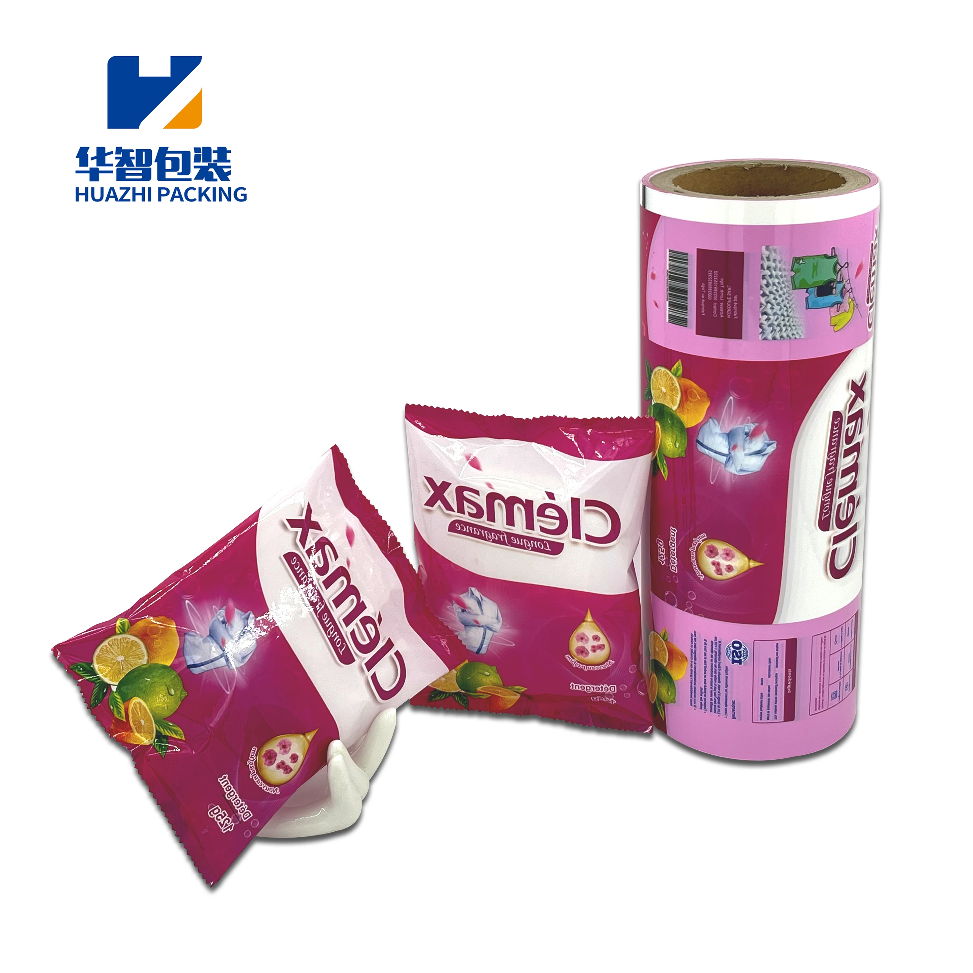 Custom printing soft packing roll film hot sealed laundry detergent sachet for washing powder