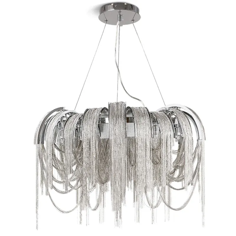 Luxury Nordic Creative Metal Lustre Tassel Chain Hanging Light Luxury Foyer Lights Chain Chandelier