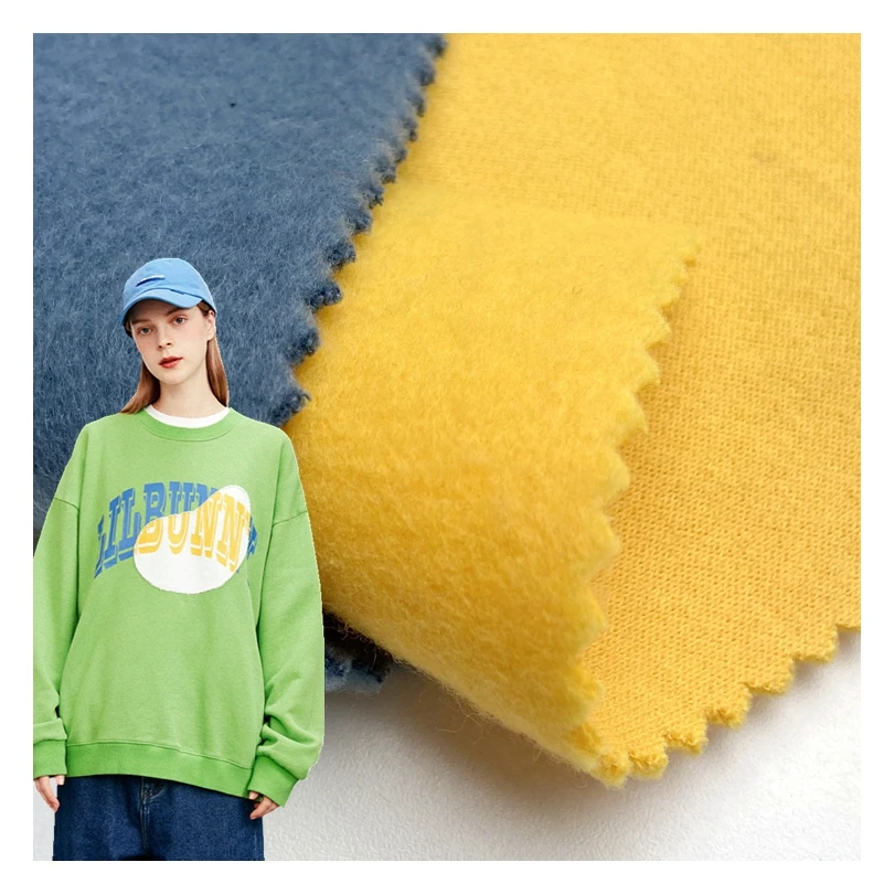 Soft touching 55% cotton 45% polyester knitted 320gsm french terry brushed fleece fabric for hoodies