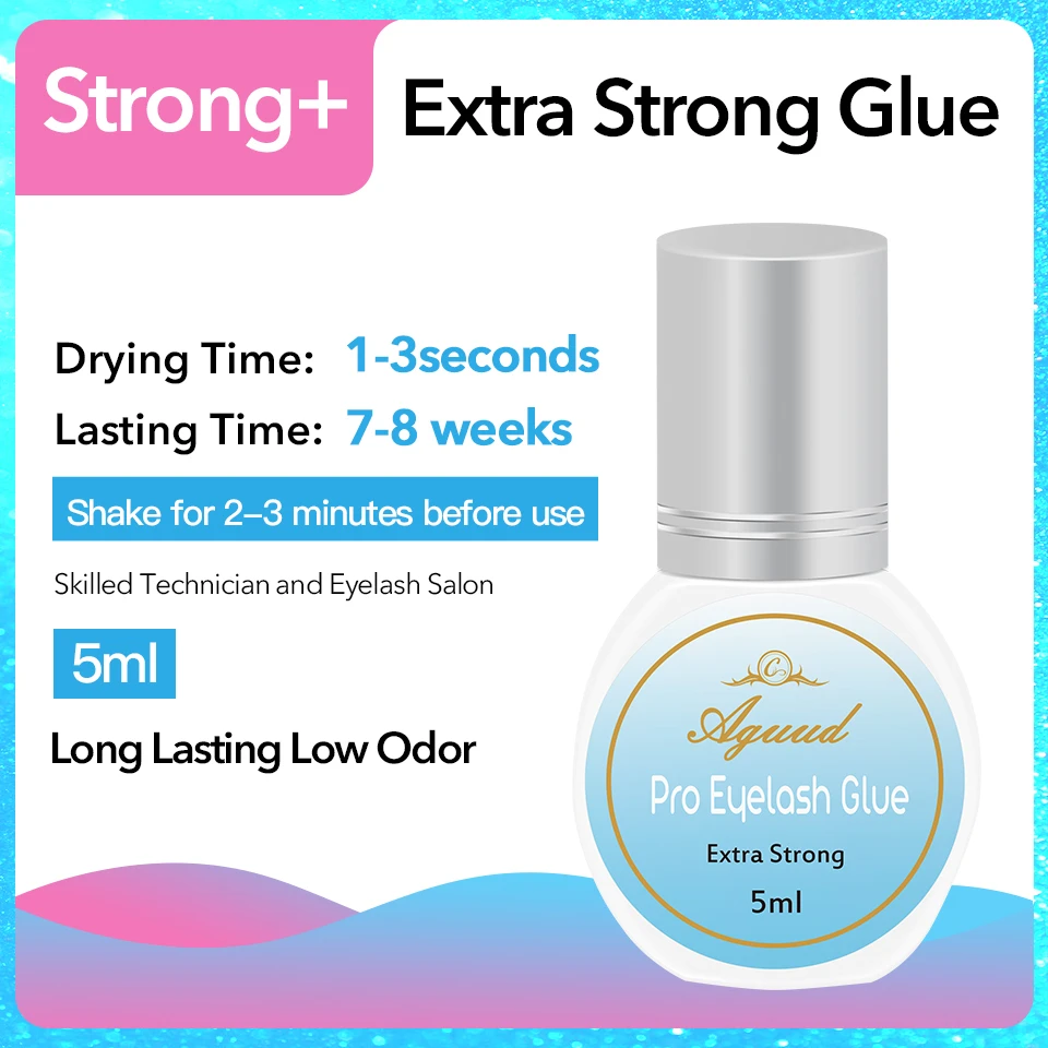 AGUUD 5/10ml Eyelash Extension Glue Strong Adhesive For Professional Use Fast Drying Powerful Eyelash Extensions Adhesive Black
