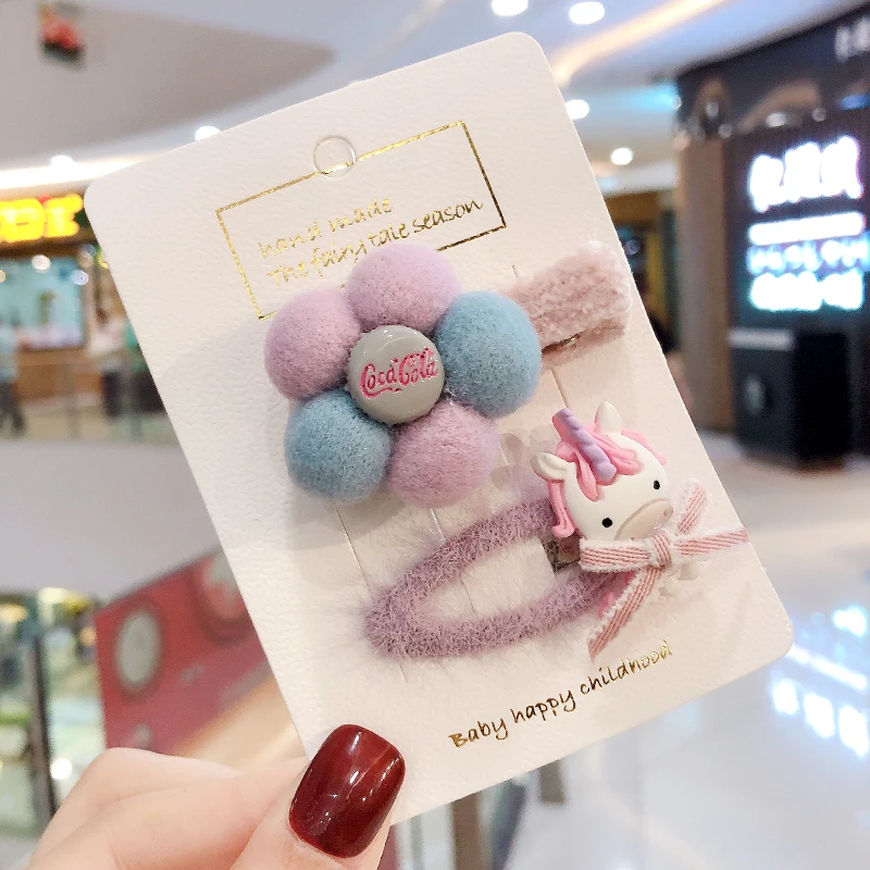  Новинка 2019 симпатичные розовые и синие заколки медведь пони для