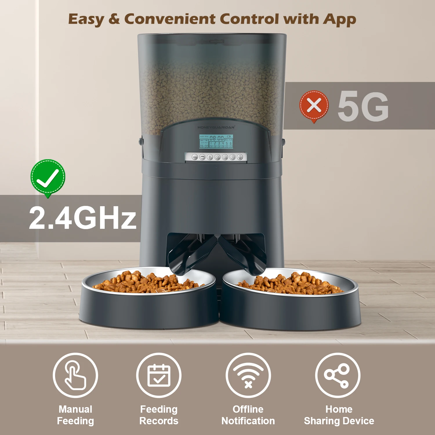 Popular Version Automatic Pet Cat Feeder Surefeed Wifi APP Control Camera Video Feeder with 7l Container for Medium Dogs Cats