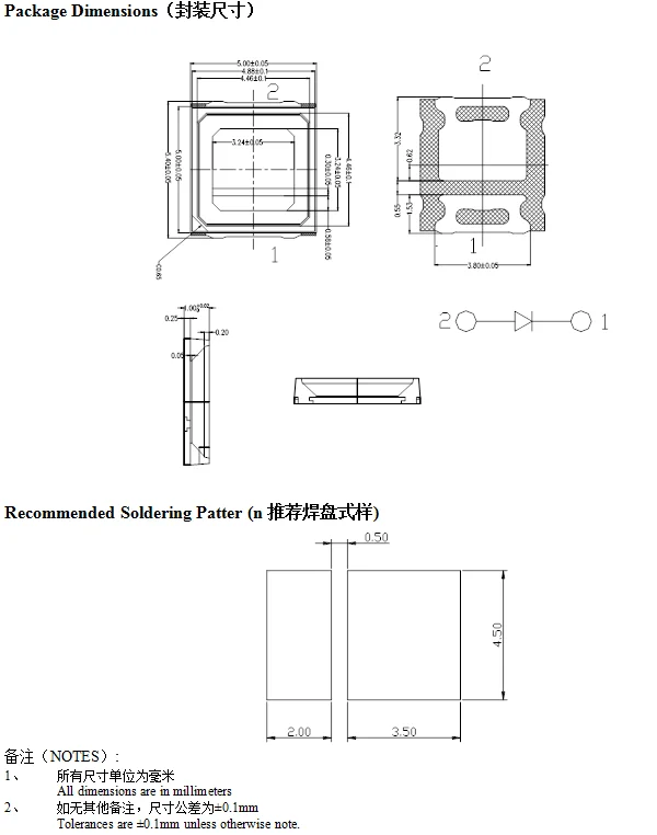 Factory Sales 0.5w 1W 3W 5054 5050 4040 Led Smd Chip 0.5w Yellow 590-595nm 588-590nm Datasheet