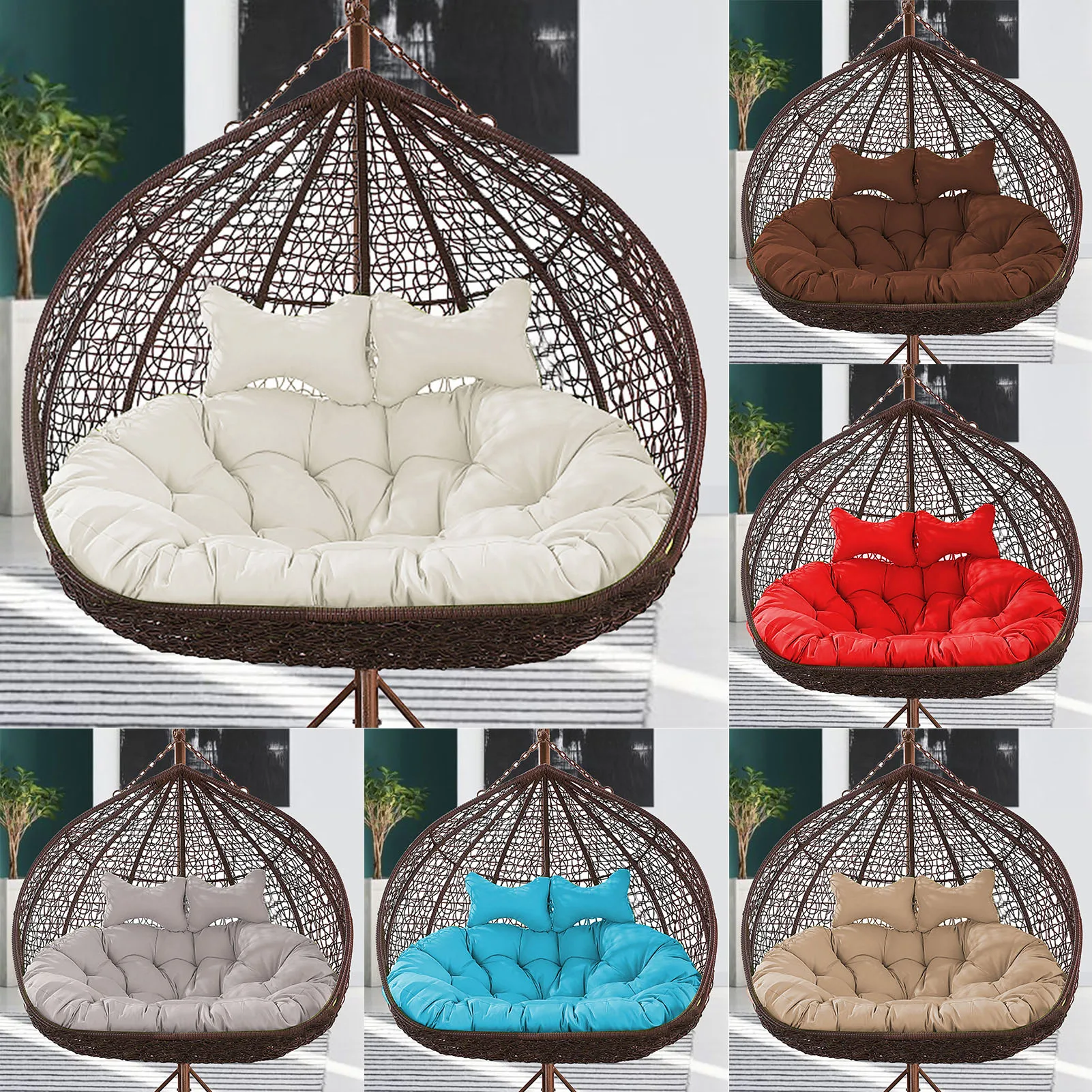 Hammock Patio Hanging Swing Chair Patio Egg Chair Premium Anti rust Stainless Steel Two Seat Swing Egg Chair Aluminum Frame