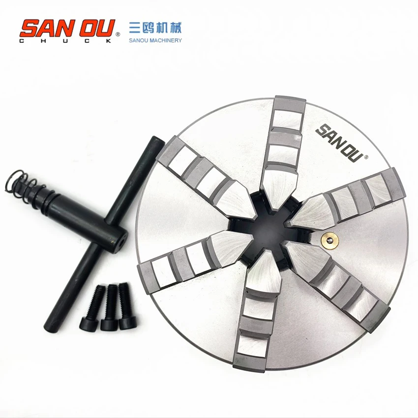6 Jaw Chuck Sanou Metal Chuck K13 Series 100MM 125MM 160MM 200MM 250MM