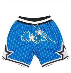 Wholesale Just Mens Don Throwback Basketball Shorts Hip Hop Magic Polyester Quick Dry Embroidery Mesh Sports Wear With Logo