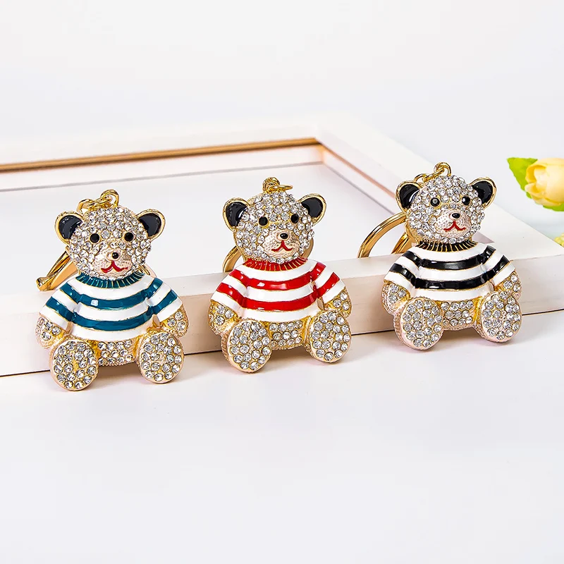 
Crystal Keyring Diamond Bear Key Chain Bag Charms Luxury Key Ring Holder Keychain Accessories for Women Gift 1090 