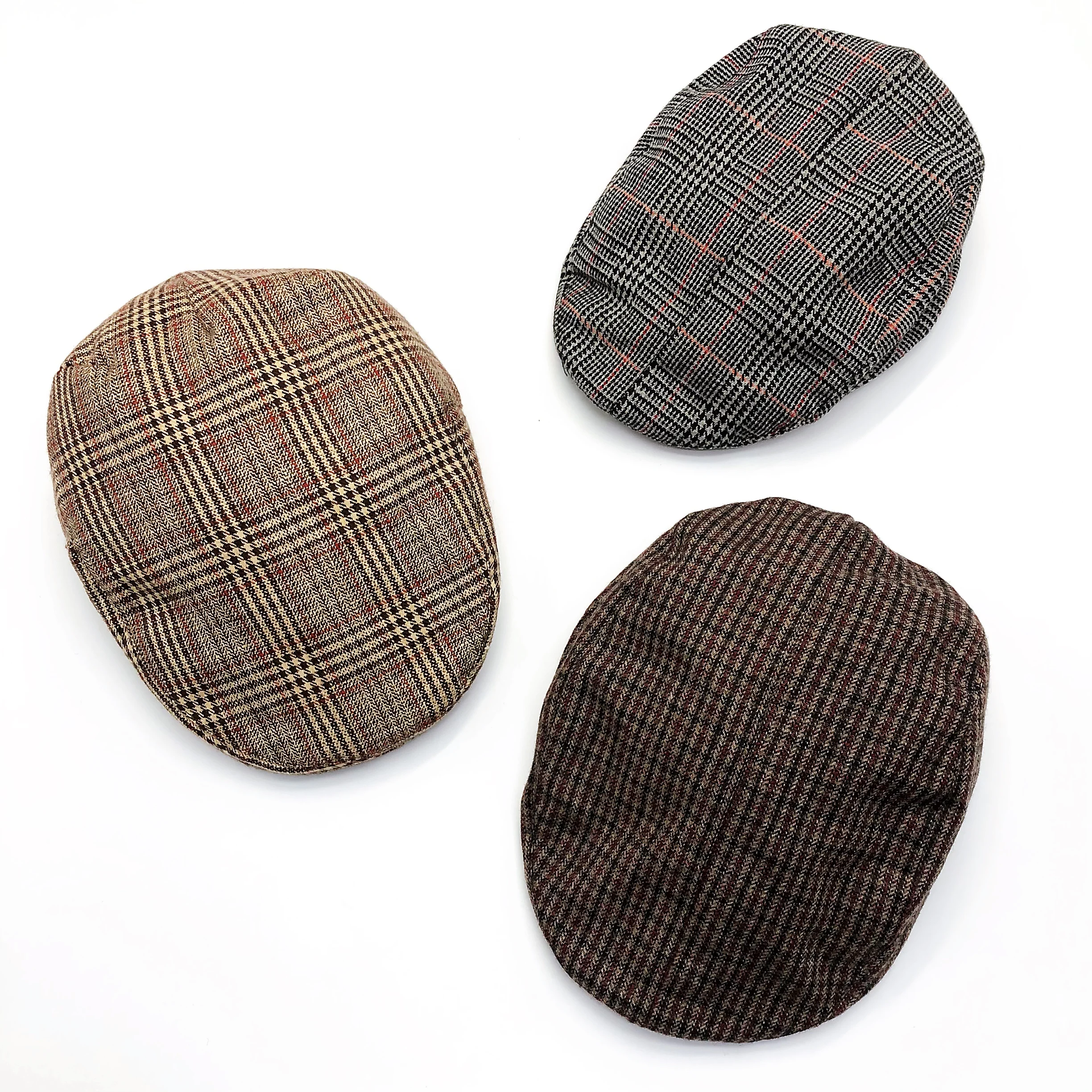 ALLCH Adult Winter Autumn European Style Checked Custom Newsboy hats Flat Cap Ivy Hat