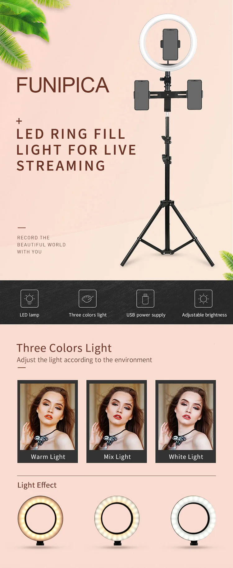 360 rotary clip network popular live streaming 1.9-meter photography live streaming expandable aluminum alloy floor stand