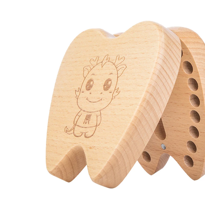 Wholesale Custom Wooden Baby Tooth Keepsake Box Tooth Holder Kids Wood Teeth Milk Case