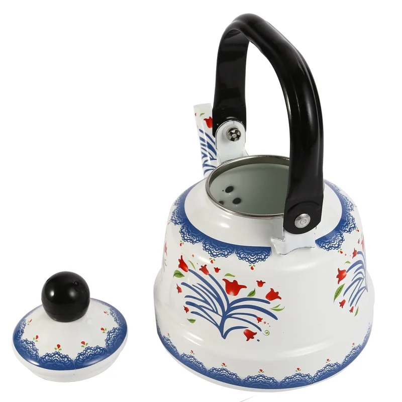 29 pattern options Ancient bell shape Enamelware Open Fire Stove Enamel Hot Water Tea Coffee Kettle Enamel Teapot with Handle