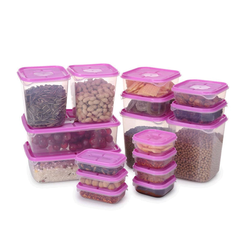 
Hot Selling Plastic Re-Usable BPA Free Transparent Dry Food Storage Box 17 Piece Food Container Set 