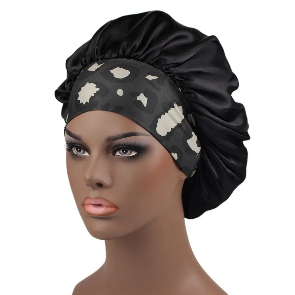 Модные большие африканские женские атласные шелковые приемопередатчики для ухода за волосами с широкой зеброй леопардовой расцветки эластичные повязки для сна головные уборы украшения для волос