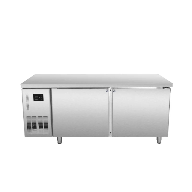 8- 304 Stainless Steel Kitchen Fridge Commercial Preparation Workbench 2 doors Undercounter Refrigerator