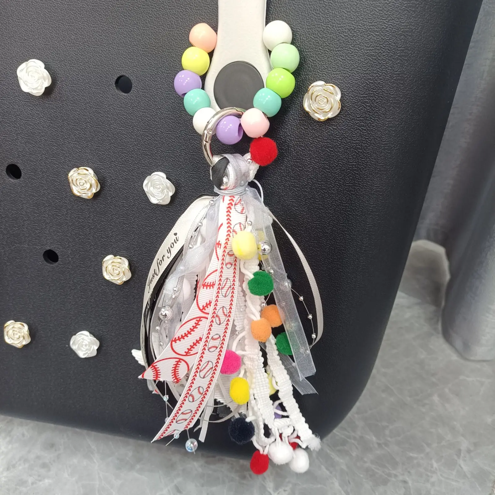 Gift 2024 Cute Soft Keychain Ring Pedant Bag Charm for women accessories Connector holder beach pool many colors