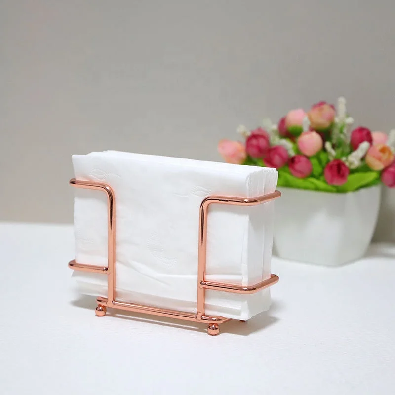 Nordic black gold rose gold metal table decorative paper napkin holder for restaurant