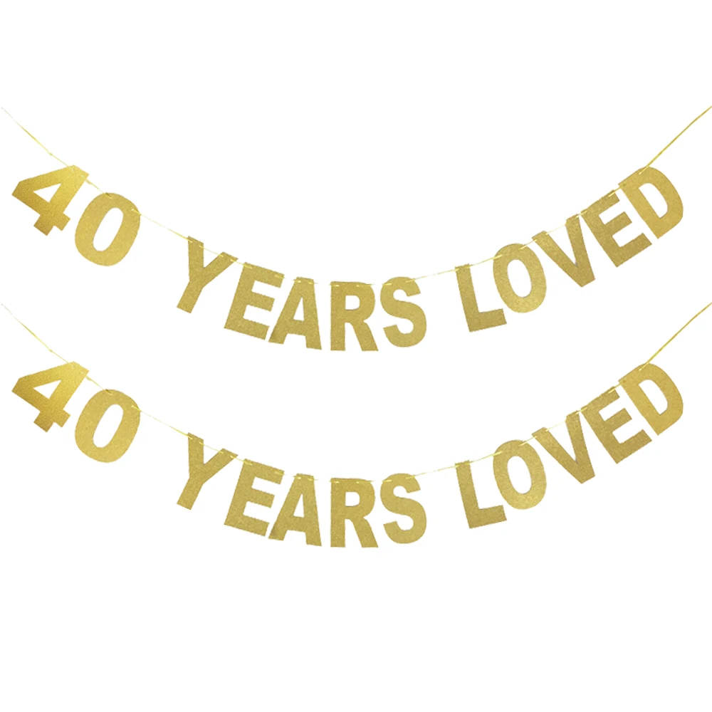 
30/40/50/60/70 years loved Glitter Banner Birthday Flags Thirsty Anniversary Party Decorations Bunting Events Supplies 