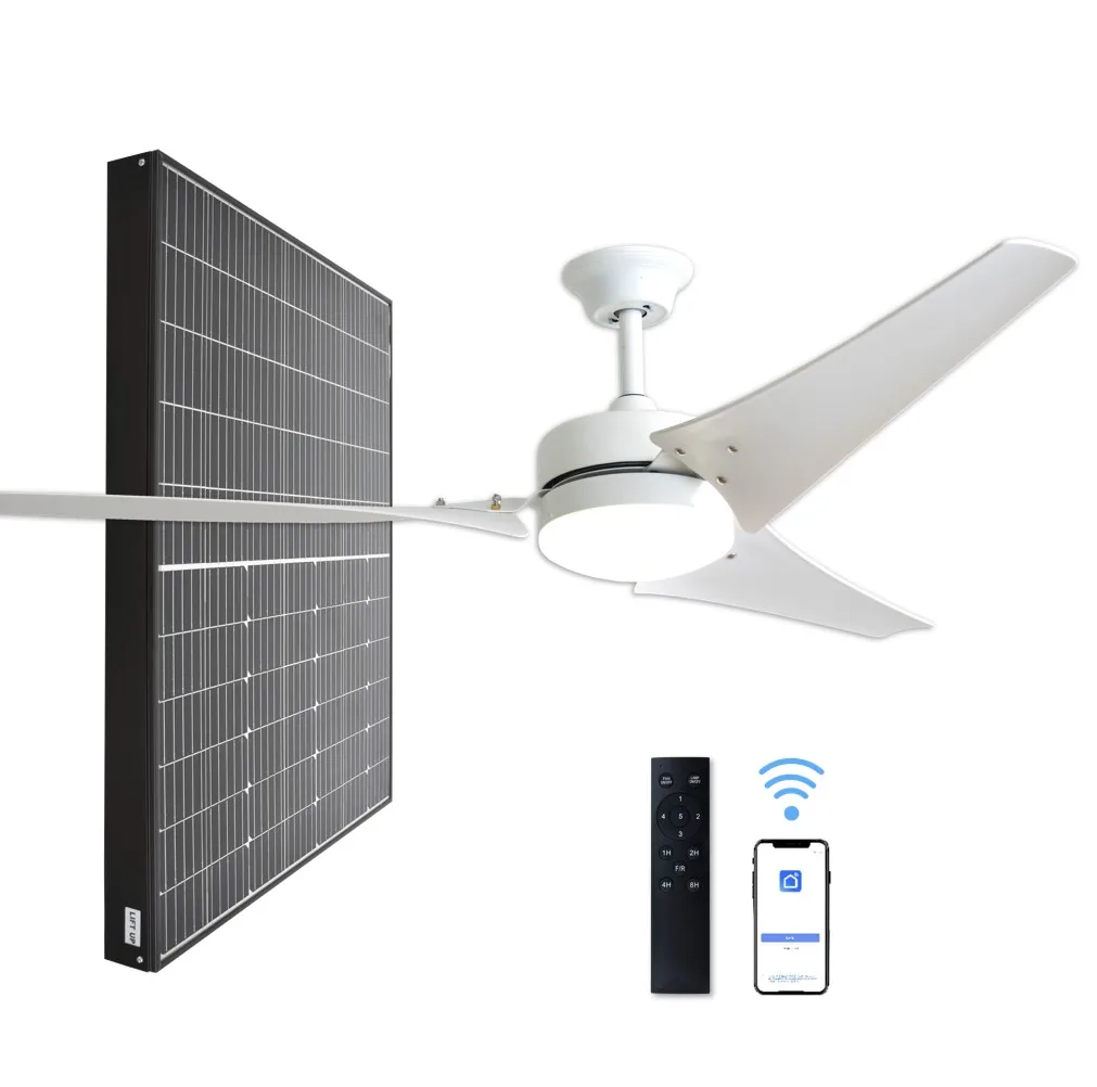 5 Speeds App Remote Control 60' Energy Saving Solar DC Electric Fan Outdoor Indoor Gazebo Homestead Ceiling Fan with LED Light