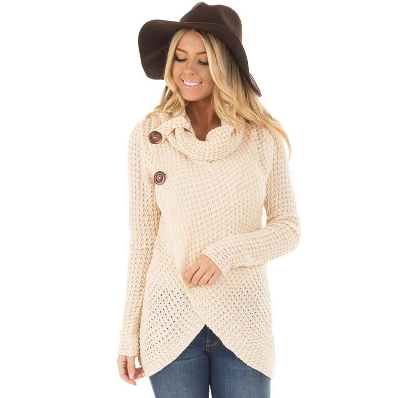 Новинка Лидер продаж прямой модный дизайн от производителя плотный Женский Повседневный свитер вязаный с длинным рукавом и высоким