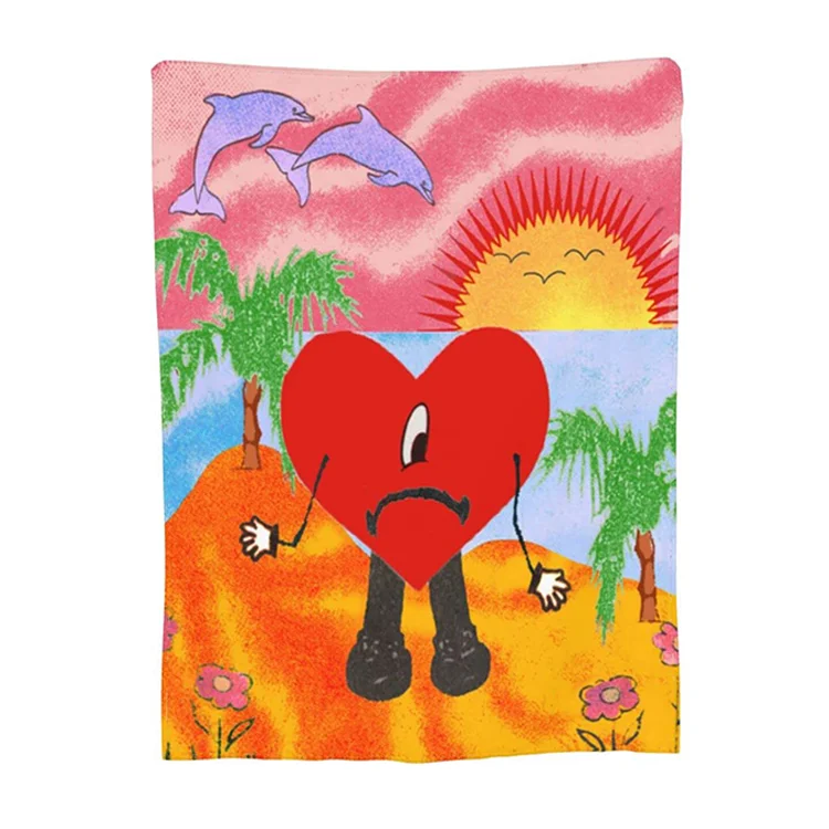 Wholesale Supply Personalized Unique Customize Fleece Blanket For White  bad cute bunny Transfer bad bunny blanket