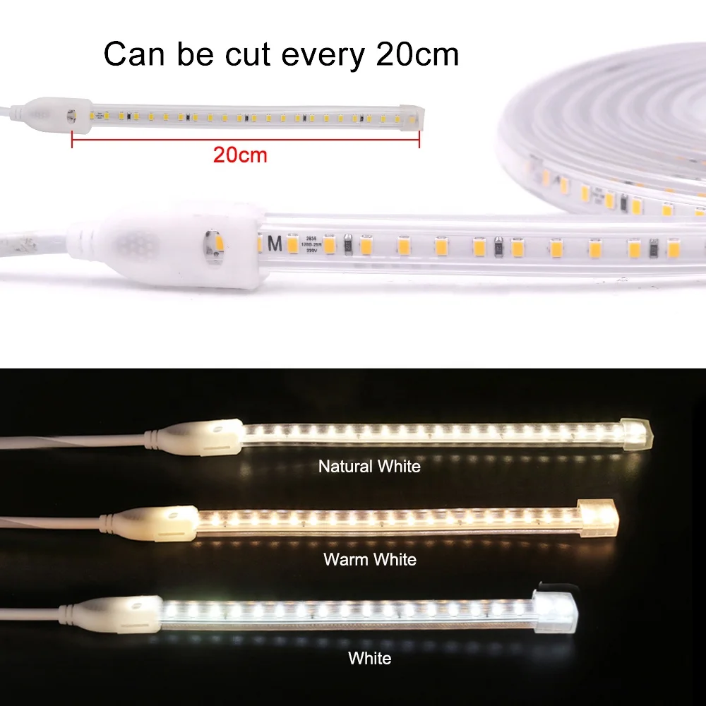 220V LED Strip Light Waterproof IP67 SMD 180leds/m Tape Diode 220 Volt Led Strip Flexible Lamp Power Plug Living Room