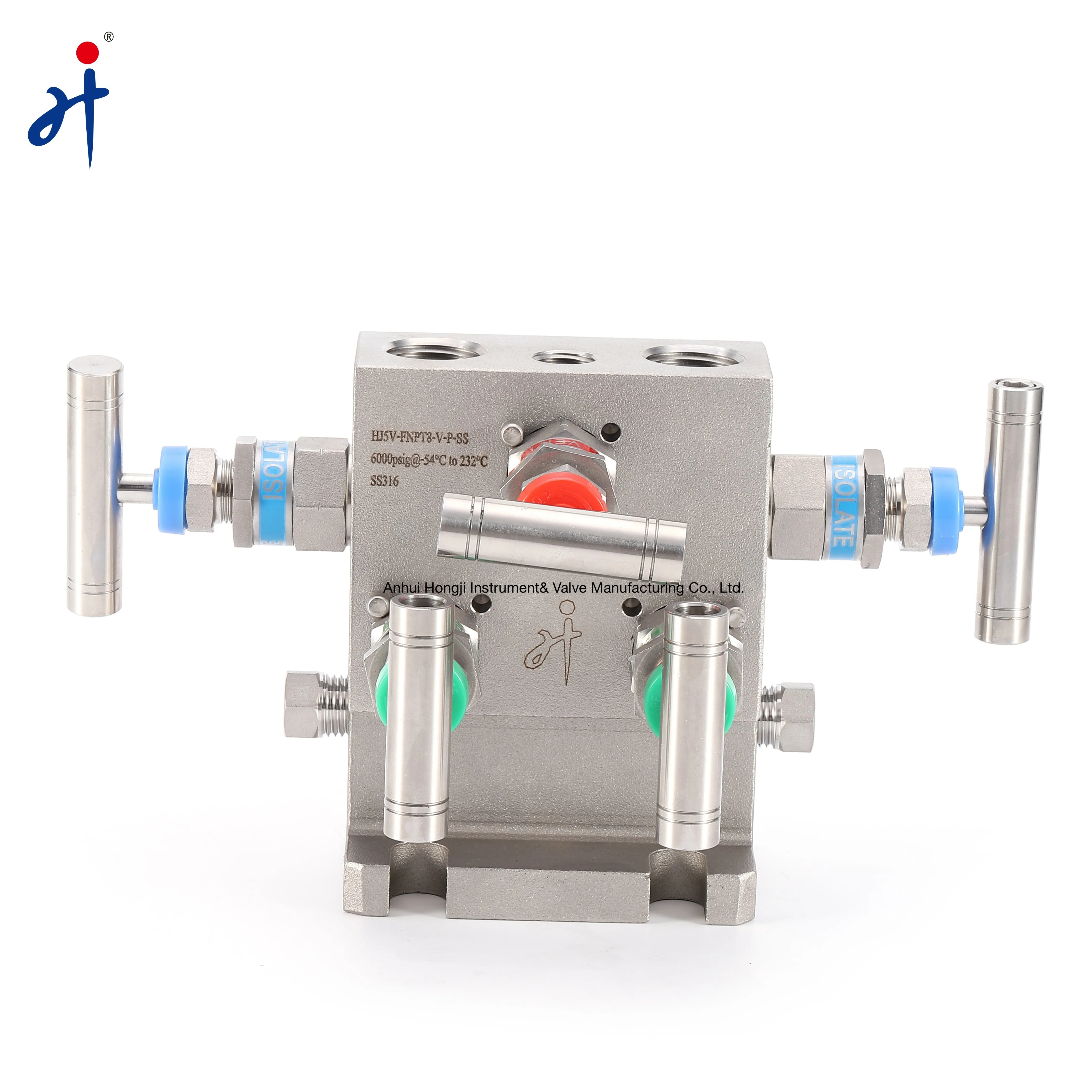 High Pressure 5-Valve Manifold Stainless Steel Direct Mount Manifolds for Oil Gas or Water Pipe