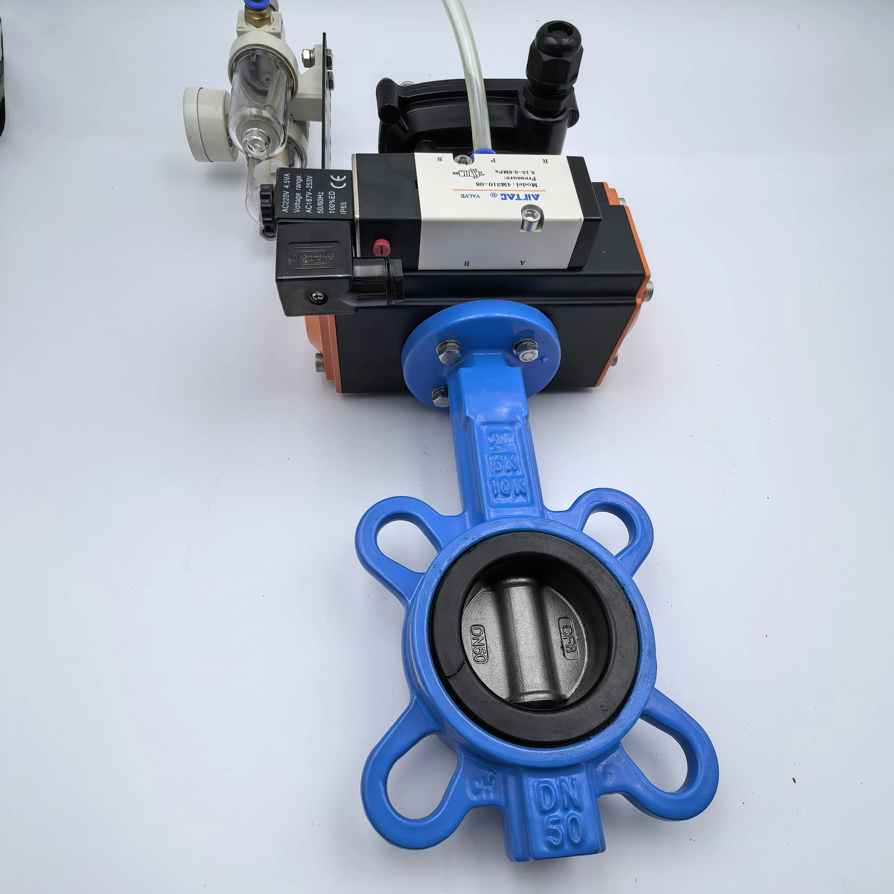 High Quality Stainless Steel Solenoid Valve Polite Filter Pneumatic Butt-Clamp Butterfly Valve 304 Valve Plate