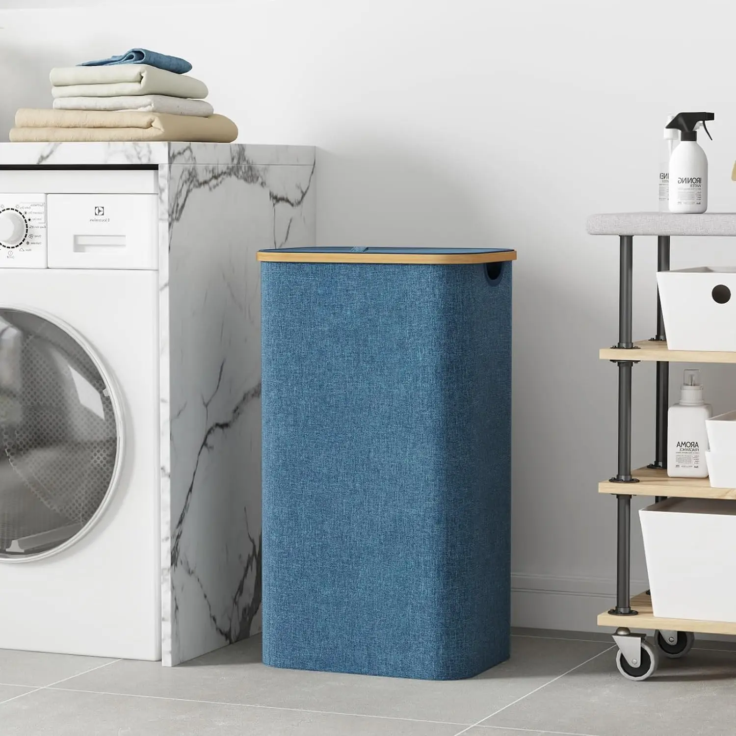 collapsible organizer shelf durable rope bathroom laundry clothes hamper washing woven cotton boxes round bamboo laundry basket