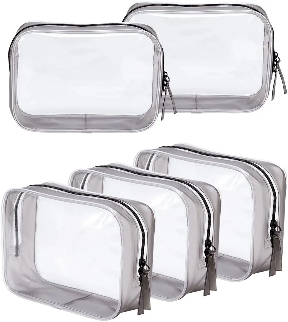 Clear Toiletry Carry Pouch with Zipper Portable  Waterproof PVC Cosmetic Bag for Vacation Travel Bathroom and Organizing