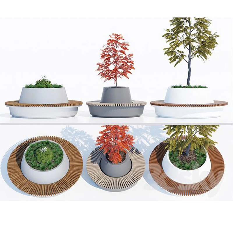Y159 Tree pot Round chair Leisure circular seat Chair flower pot tree planter modern public outdoor garden waiting chair bench