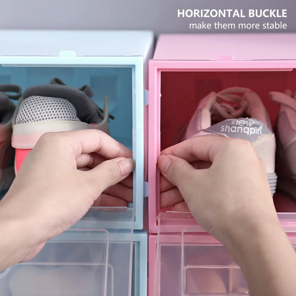 Стабильная коробка для обуви, Складная портативная прозрачная коробка для обуви, оптовая продажа, Штабелируемая стойка для обуви, органайзер, акриловая коробка для обуви
