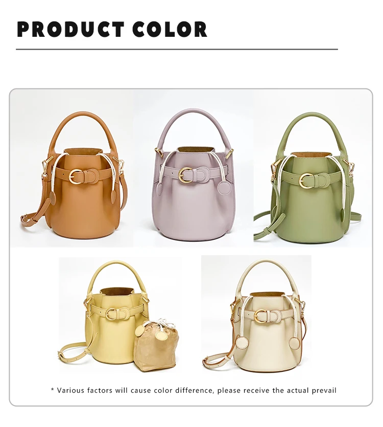 full grain Large capacity genuine leather women bucket bags split leather fashion cow handbags