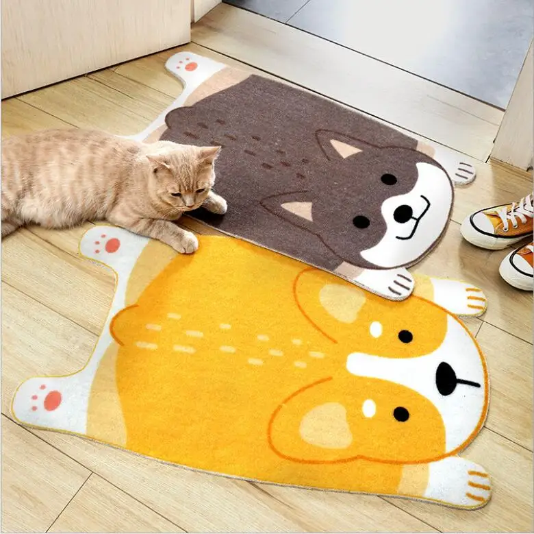 2020 Cute Dogs Doormat Carpet Cartoon Corgi Akita Anti-slip Mat Carpet Indoor Floor Living Room Entrance Home bath mat